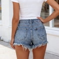 thumbnail image 5 of Costeam Womens High Waist Ripped Denim Shorts Distressed Cuffed Hem Casual Jean Shorts with Pockets Stretchy Frayed Raw Hem Summer Everyday Short Jeans, 5 of 5