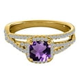 thumbnail image 2 of Aonejewelry 0.90 Ct. Ttw Diamond and Cushion Shaped Amethyst Ring in 10K Yellow Gold, 2 of 4