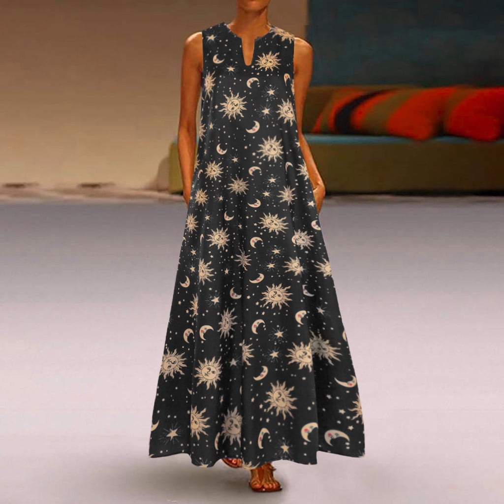 womens dresses Plus Size Sun Stars Moon 