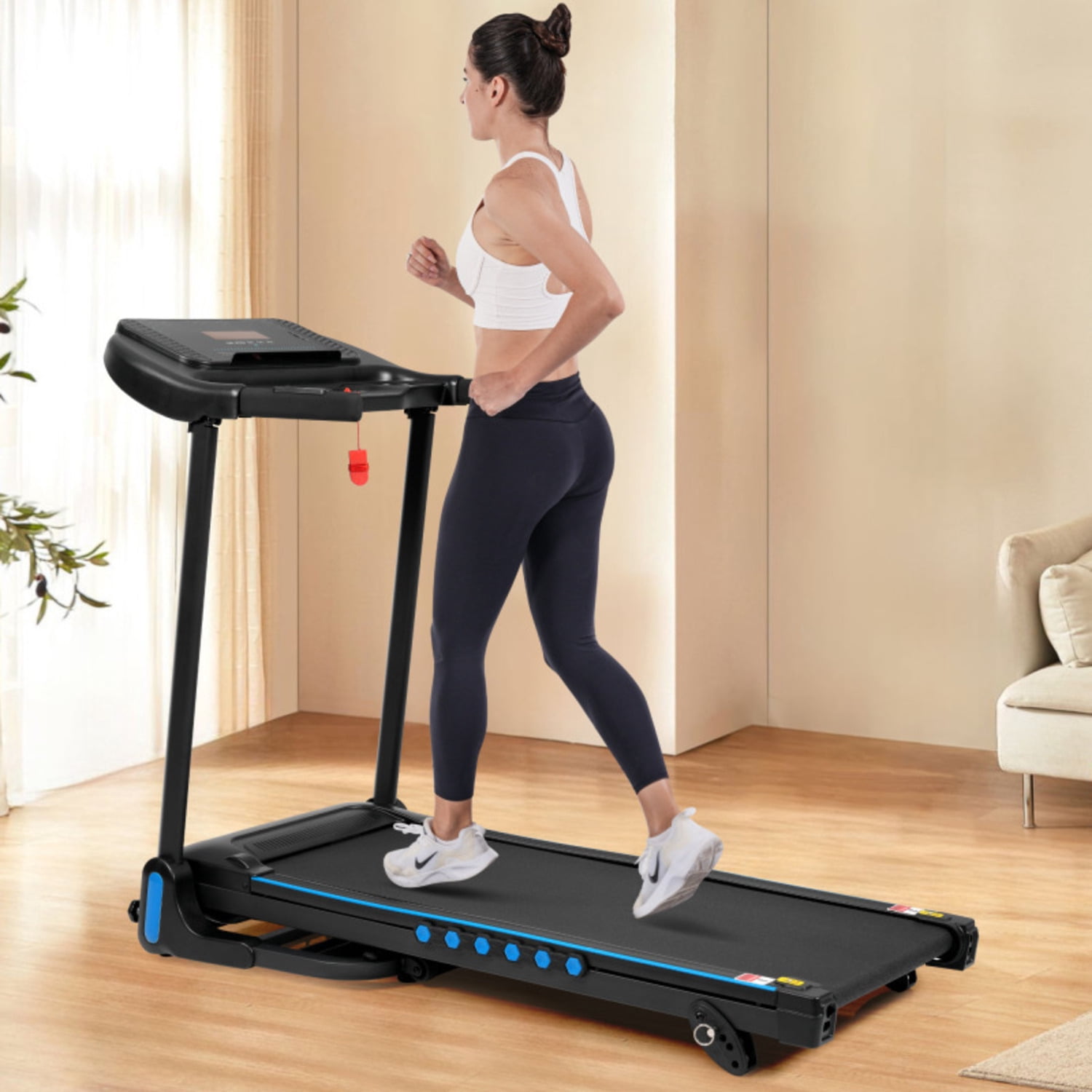 Incline For Running Walking 3.0 HP Treadmills Home 350 Lbs Weight Capacity Hydraulic System Auto-folding Treadmill With Type C & USB Charge For Android 10MPH Bluetooth Speaker