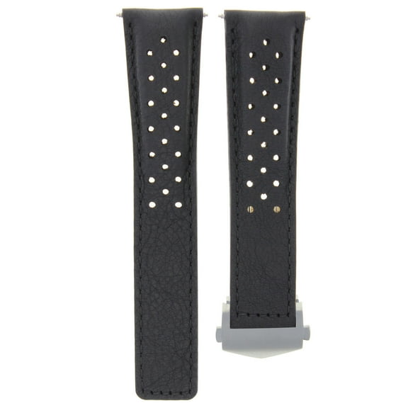 20MM LEATHER WATCH BAND STRAP FOR TAG HEUER CARRERA WATCH  CLASP BLACK PERFORAT