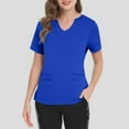 thumbnail image 5 of Women's V-Neck Scrub Top with Side Buttons - Short Sleeve Side Slit Tee, Quick Access for Nurses & Medical Professionals | Scrub Tops Women, Scrub Tops Royal Blue XL, 5 of 5