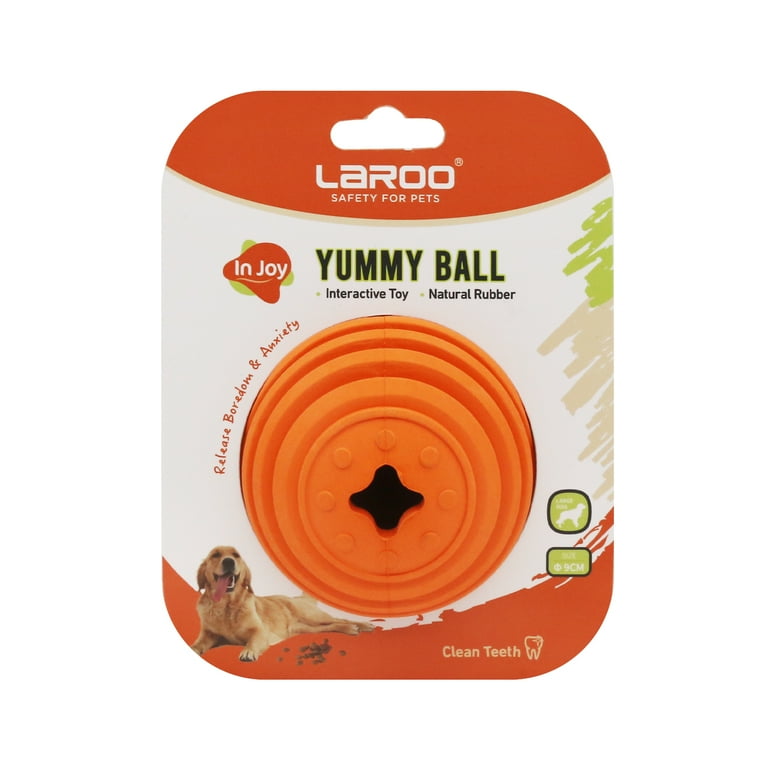 LaRoo Interactive Dog Treat Ball, Slow Feeder Ball Dog Puzzle Bone Toy,  Natural Rubber Dog Chew Toy Snack Dispenser for Small Medium Large Dog 