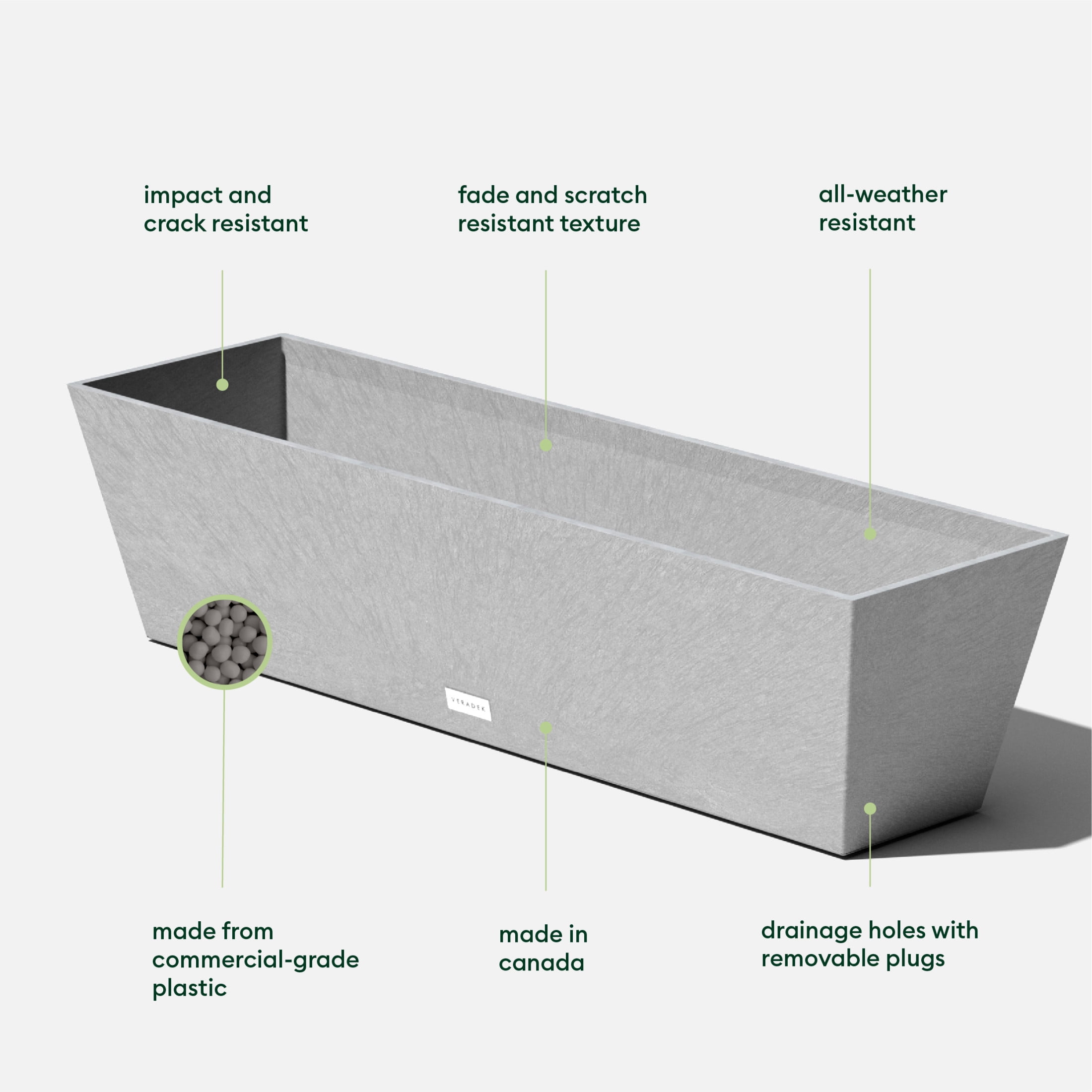 Veradek Pure Series Window Box 36" Plastic Planter - Gray