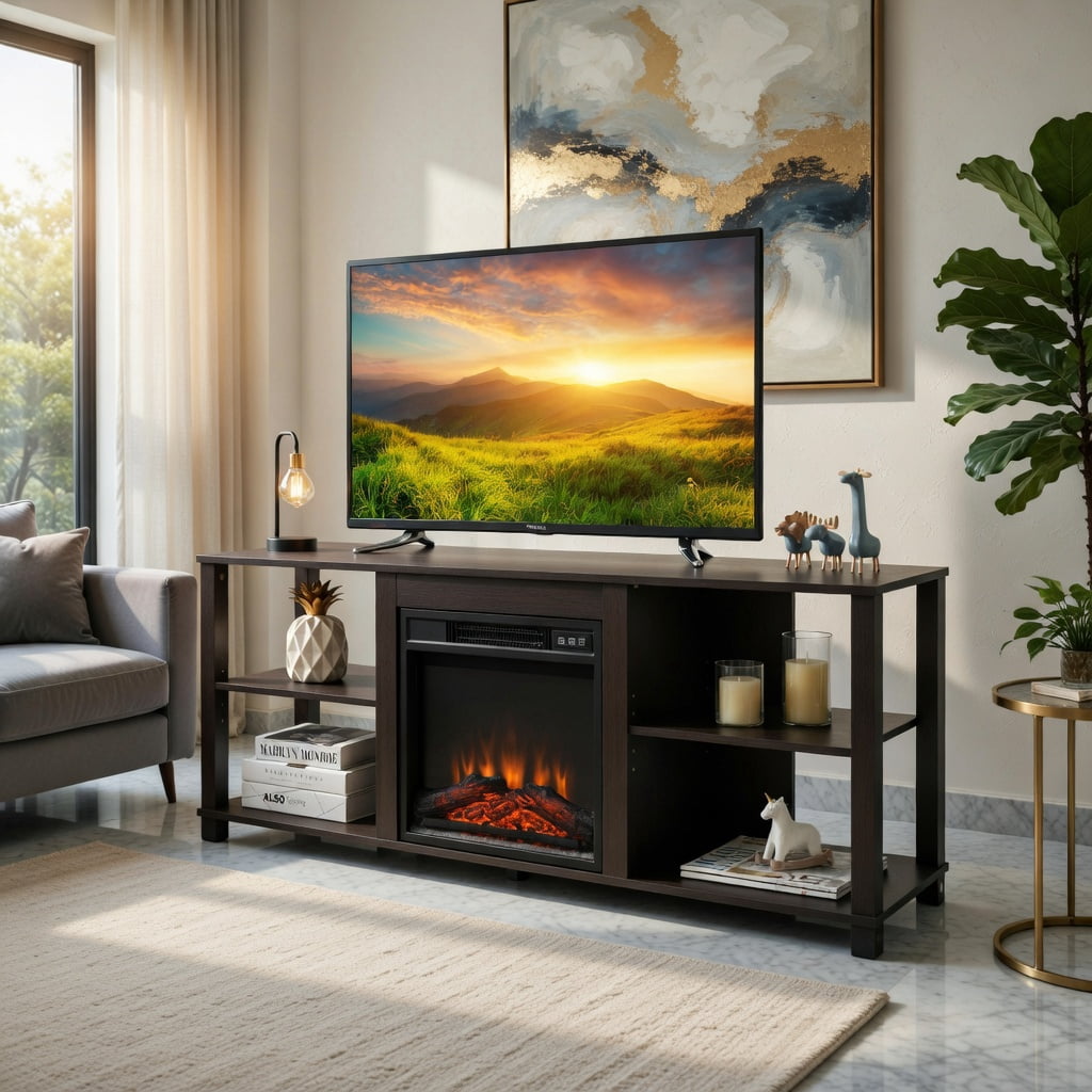 Demi Bonn TV Stand, TV Cabinet, 2-Tier TV Storage Cabinet Console with Adjustable Shelves, Media Entertainment Center with Storage, for Living Room, Bedroom, Black