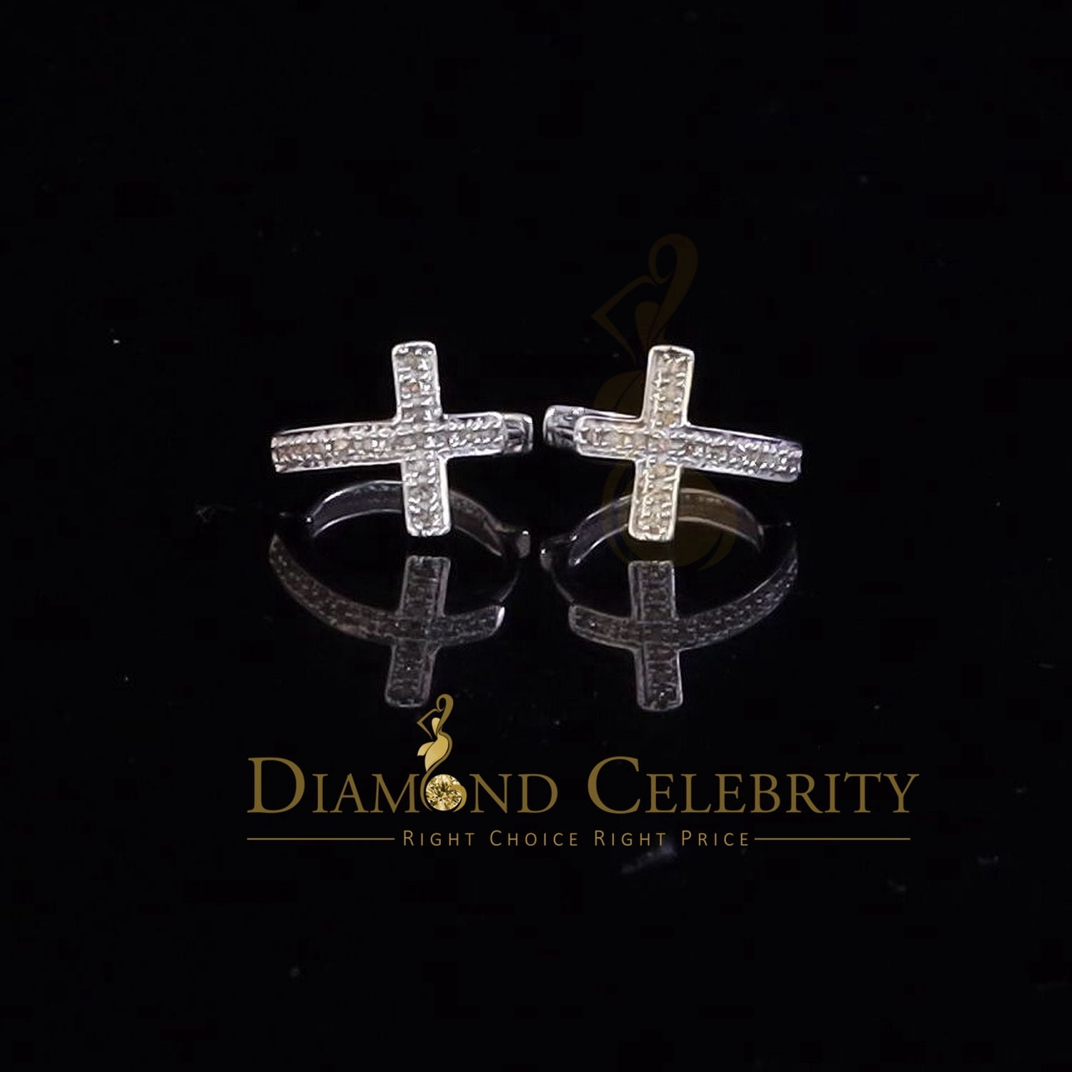 Diamond Celebrity's 0.15ct Diamond 925 Sterling Silver White Hoop Stud Earring For Men's / Women's