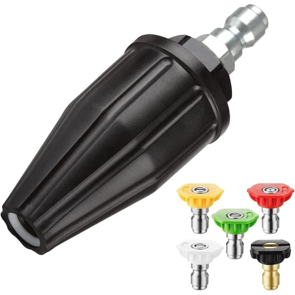 YAMATIC Pressure Washer Turbo Nozzle Tips, 360° Rotating Spray with 5 Nozzles, 3000 PSI 4.0 GPM, 1/4" Quick Connect Compatible with Ryobi, Greenworks, Craftsman, Simpson