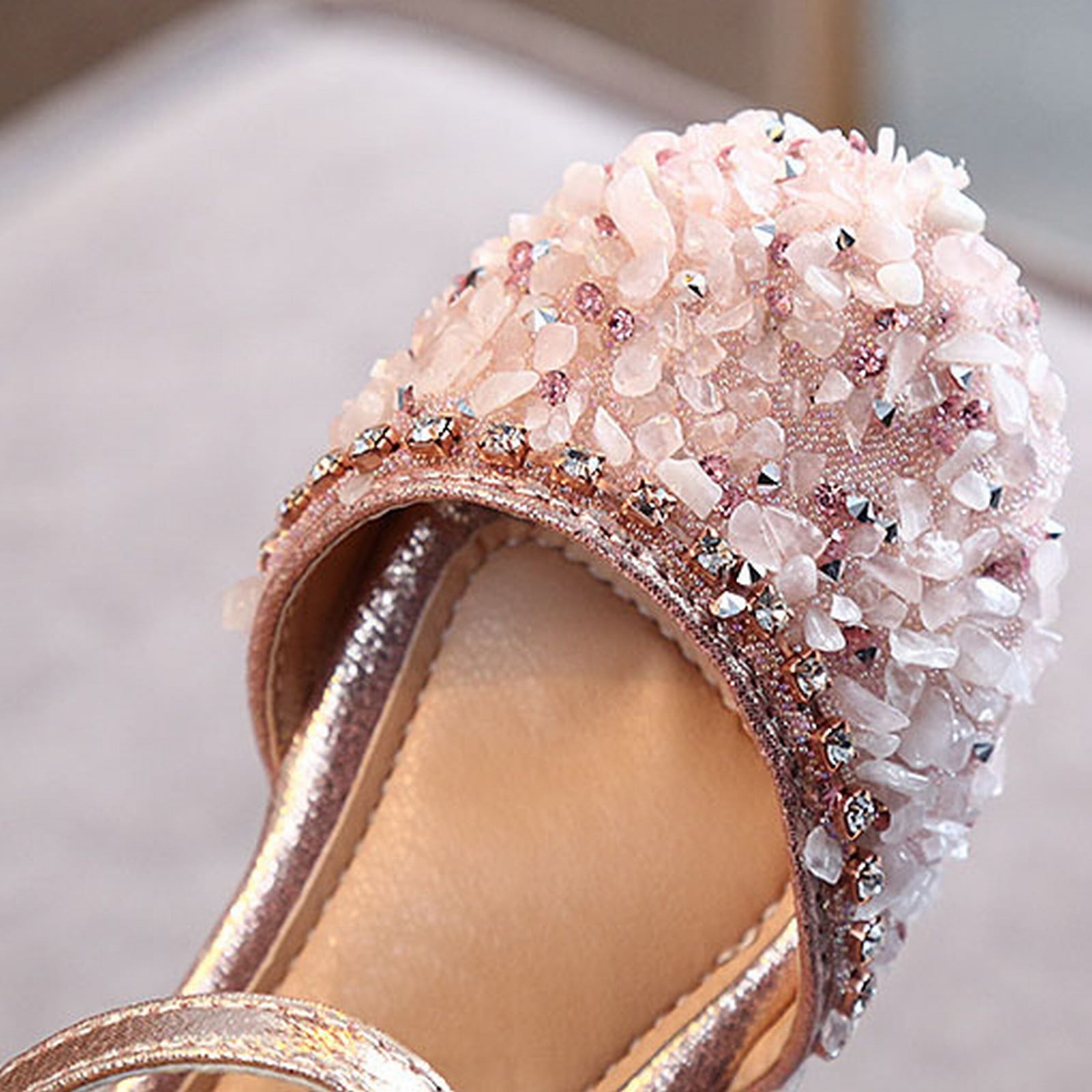 flower girl rose gold shoes