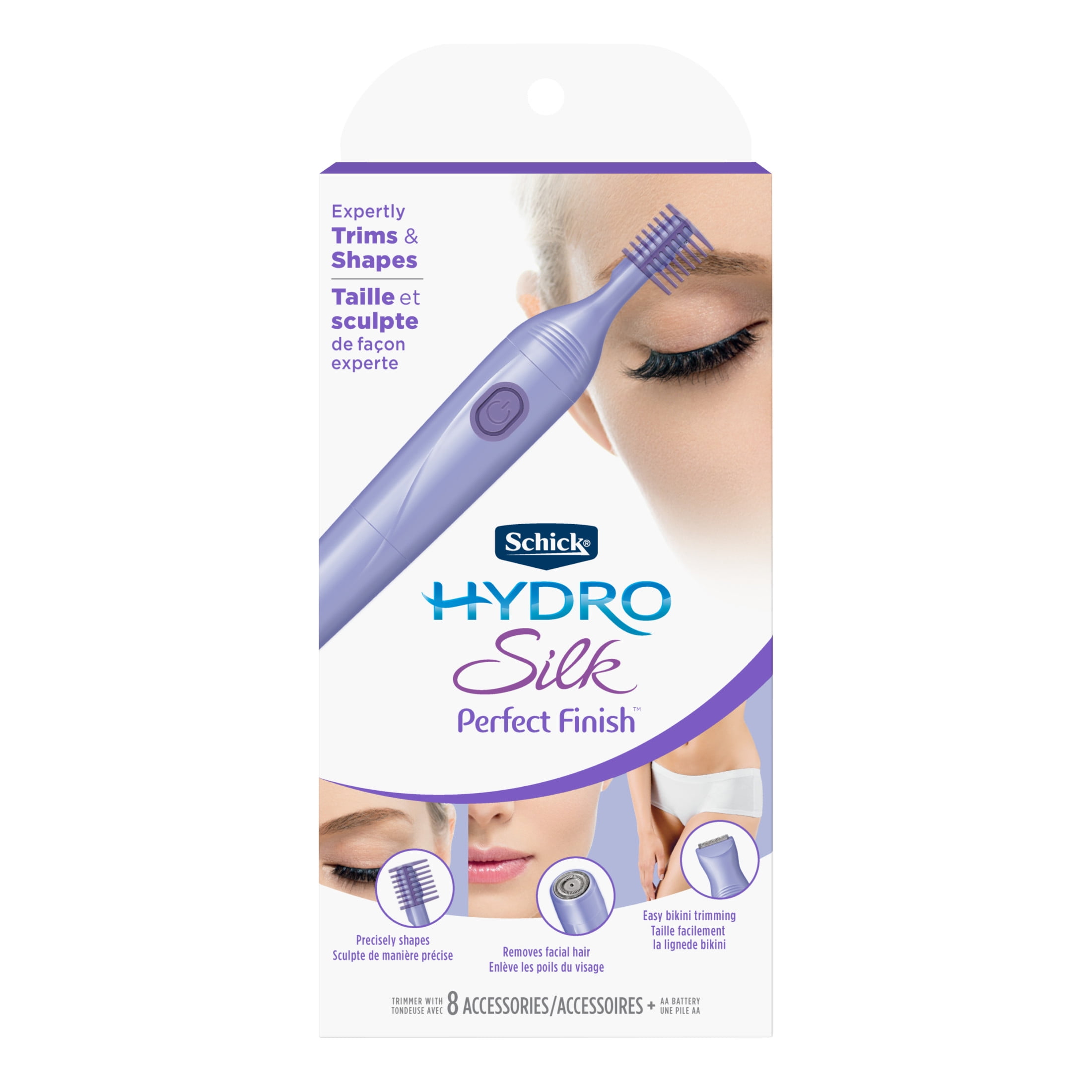 (2 pack) Schick Hydro Silk Perfect Finish Women's Trimmer, 1 Ct, All Hair Types, Model 07791, Height 7.87 in