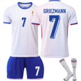 thumbnail image 3 of 2024 - 25 uniforme de fútbol infantil FC uniforme de fútbol infantil Mbappe sudadera de aficionados uniforme juvenil de manga corta Francia Away - 7xs, 3 of 8