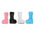 thumbnail image 2 of Ellie Shoe E-500-FUZZ  5" Chunky Heel Platform Boot with faux fur 10 / White, 2 of 2