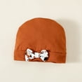 thumbnail image 4 of Infant Baby Girls Clothes Baby Girls One-piece Romper Long Sleeve Button Closure Romper Headband Hat 3pcs Set Brown 6-12 Months, 4 of 9