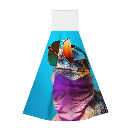 

Coaee Lizard With Sunglasses Colorful for Fast Absorbent Hanging Towels with Velcro for Kitchen Bathroom Laundryroom