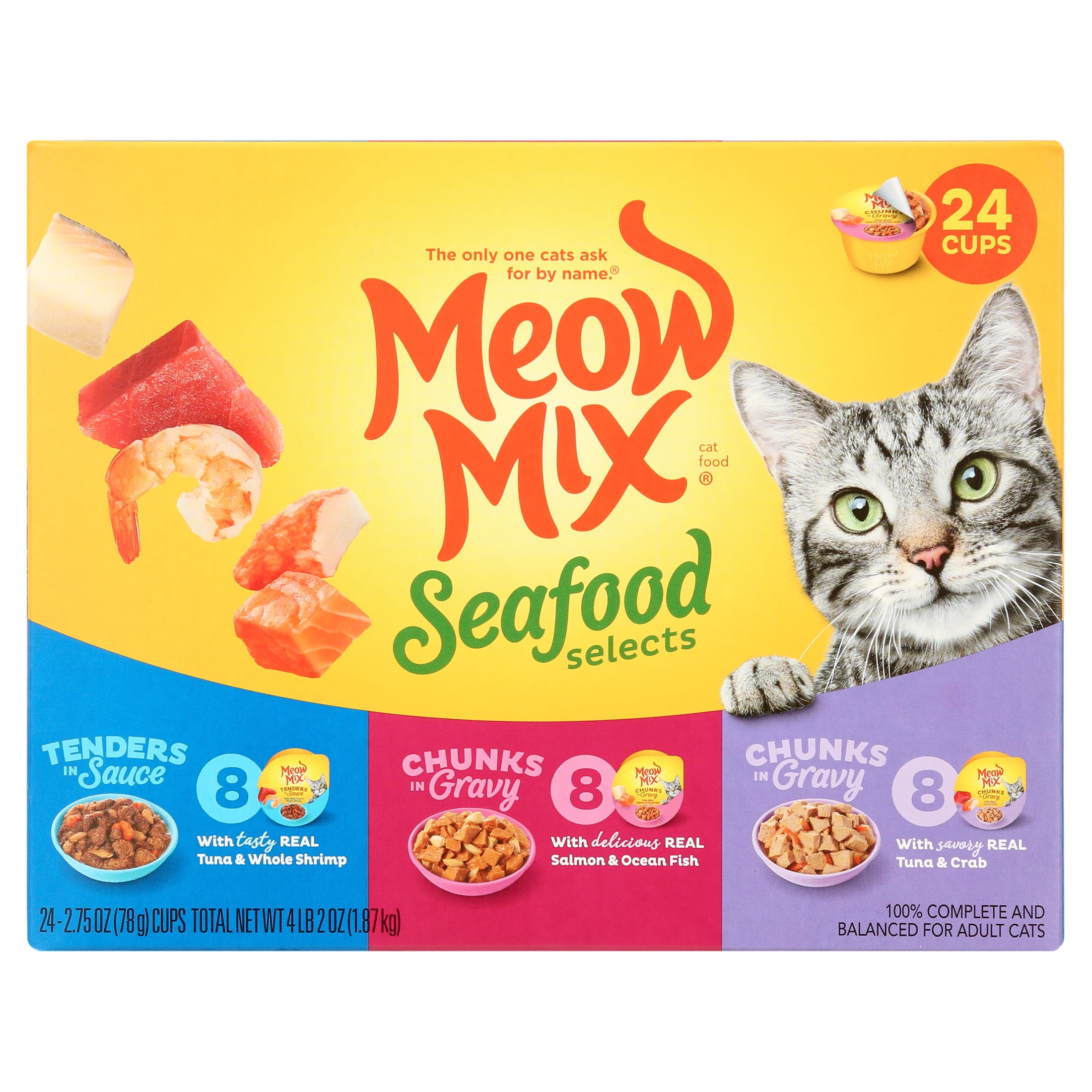 Meow Mix Tender Favorites Poultry Beef Wet Cat Food Variety Pack 2.75 Ounce Cups Pack of 12 Walmart