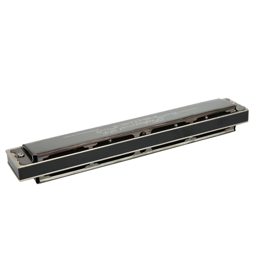 Harmonica Professional Mouthorgan Beginner Gifts 1.2mm Brass Base Plate 24‑Hole Polyphonic(Black G Key)