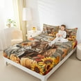 thumbnail image 4 of Manfei Hello Fall Bed Sheets,Highland Cow Sunflower King Sheets,Autumn Pumpkin Maples Sheet Set For Girl Boys,Ultra Soft Home Decor,4-Piece, 4 of 7