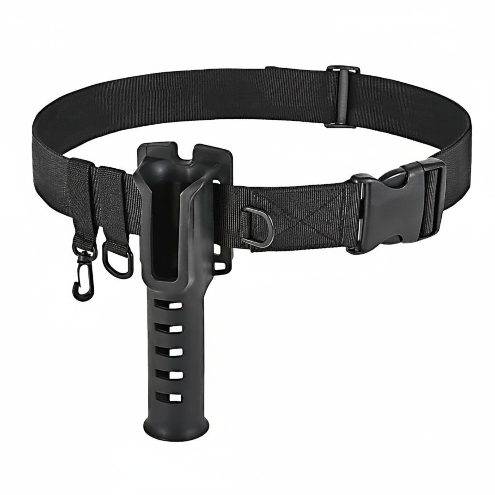 harayaa Rod Holder Belt Fishing Waist Support Hands Free Control Rotating Hook Removable D Ring Adjustable 33 to 55 in for Boat Shore