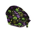 thumbnail image 6 of Voska Women's Halloween Print Scrub Cap Work Hat Cotton Adjustable Breathable Full Coverage Nurse Hat Cosplay Daily Shower Hair Cap Green one size, 6 of 6