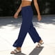 thumbnail image 4 of Pantalones de Cintura Elástica de las Mujeres Color Sólido Casual Bolsillo Pantalones de Pierna Recta para el Uso Deportivo Diario, 4 of 8