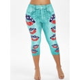 thumbnail image 3 of Rosegal Women's Plus Size American Flag Lip Print Capri Jeggings, 3 of 5