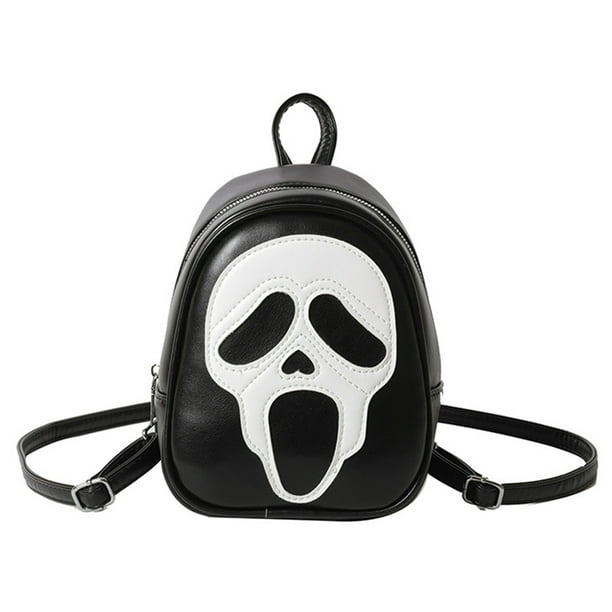 Mochila Fantasma Unisex Cuero PU para Halloween para Mujeres Y Hombres Cosplay (negro)