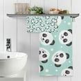 thumbnail image 5 of Cute Panda Face on Green Cotton Towel Set 2 Piece, 1 Bath Towels 1 Washcloth, Soft Fast Dry Absorbent Face Hand Towel for Bathroom Hotel Gym Spa and Beach, 5 of 7