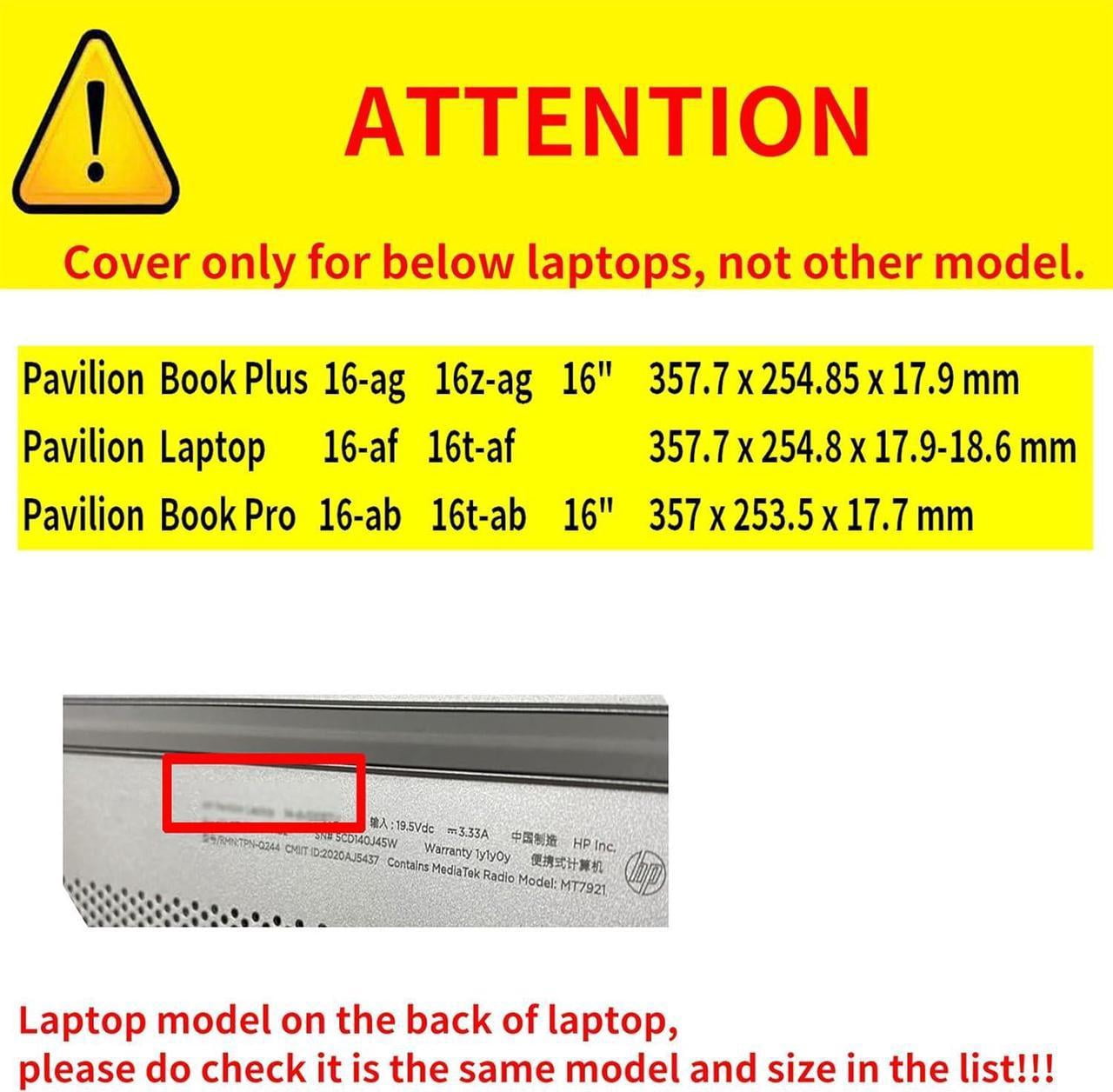 Protective Case Cover for 16" Hp Pavilion Book Pro 16-ab 16t-ab Pavilion Book Plus 16-ag 16-af Pavilion Laptop 16-af 16t-af Detachable Notebook Sleeve Computer Bag with Pencil Holder