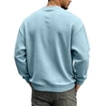 thumbnail image 5 of Cartoon Pumpkin Ghost Halloween Graphic Waffle Knit Crewneck Long Sleeve Shirt Soft Comfort Daily Casual Loose Top Light Blue 2XL, 5 of 5