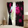 thumbnail image 3 of Manfei Gothic Skull Skeleton Blackout Curtains Set of 2 (52x84 Each), Pink Floral Window Curtains, Halloween Curtains and Drapes, Luxury Room Decor, 3 of 6