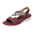 thumbnail image 7 of Rokment Womens Comfortable Platform Wedge Walking Sandals 2026 Stylish Casual Suede Buckles Elastic Ankle Strap Slip on Slingback Dressy Summer Shoes Red Size 7.5, 7 of 7