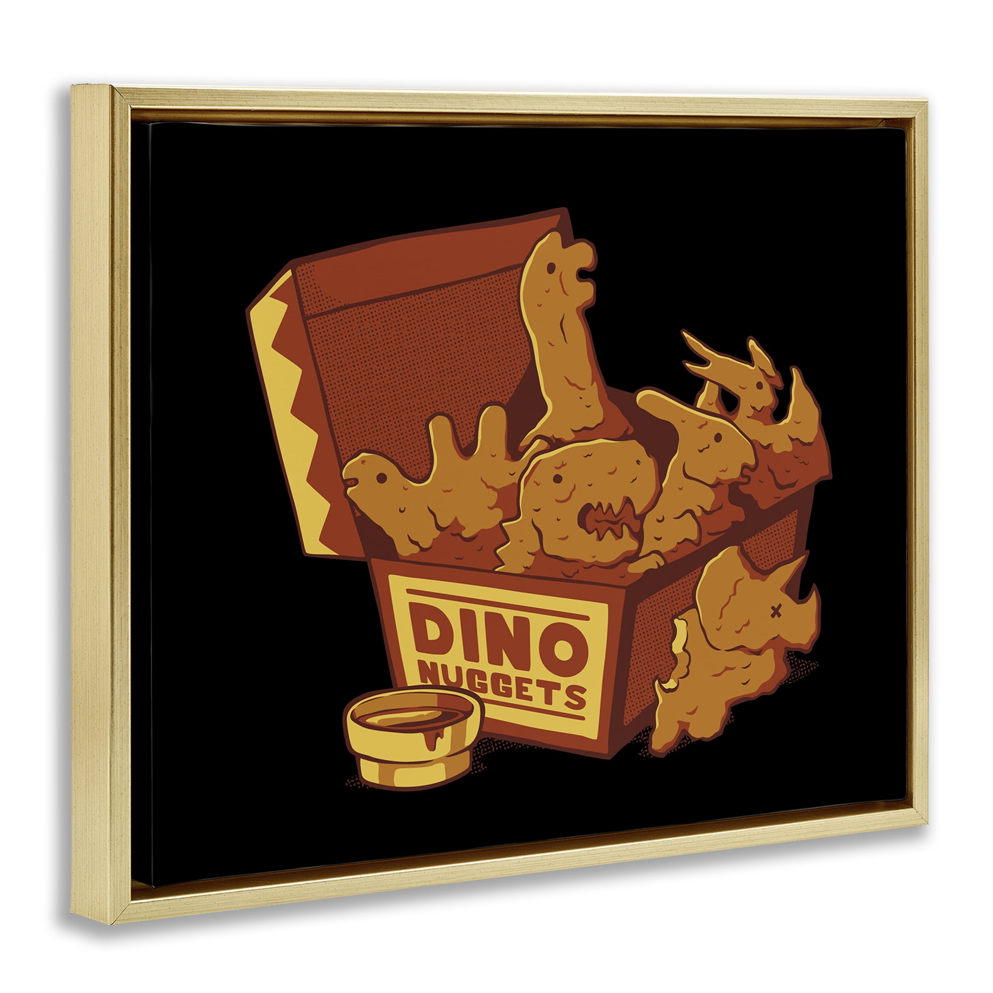 Stupell Industries Dino Nuggets with Sauce Gold Framed Floater Canvas Wall Art, design by Tobe Fonseca