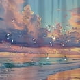 thumbnail image 5 of Orinice Ocean Beach Shower Curtain for Bathroom Coastal Sunset Sunrise Seaside Pink Nautical Summer Seacoast Blue Sea Hawaii Seascape Fabric Bath Decor Set with Hooks  36x72, 5 of 7