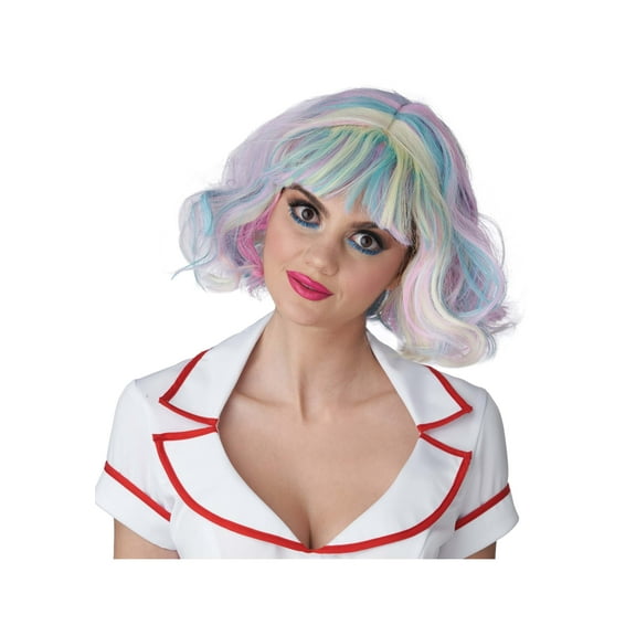 Women's Short Pastel Rainbow Wig