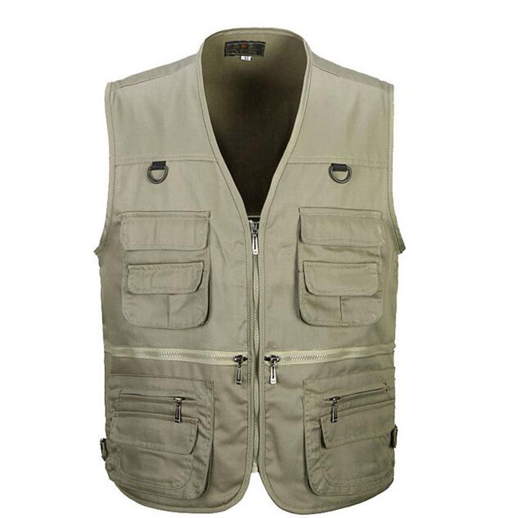 Men's Multi Pocket Utility Vest Waistcoat Fishing Travel Hiking Hunting Jacket 