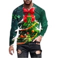 thumbnail image 2 of Blusas y camisas de manga larga con cuello redondo para hombre, blusa informal de manga larga con cuello redondo y estampado, blusa de poliéster para hombre, 2 of 5