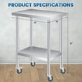 thumbnail image 2 of Heavy Duty Stainless Steel Patio Side Table – 2-Tier Design with Lower Storage Shelf – Durable & Easy to Clean – For Outdoor, Kitchen, Garden – Multiple Sizes, with or without Wheels, 2 of 7