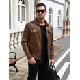 thumbnail image 5 of COOFANDY Men's Faux Leather Motorcycle Jacket Casual Lightweight Zip Up Trucker Outerwear with Multiple Pockets, 5 of 9