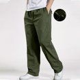 thumbnail image 5 of Men Elastic Waist Straight Leg Cotton Casual Pants Solid Color Loose Fit Trousers With Side Pockets 3XL, 5 of 5