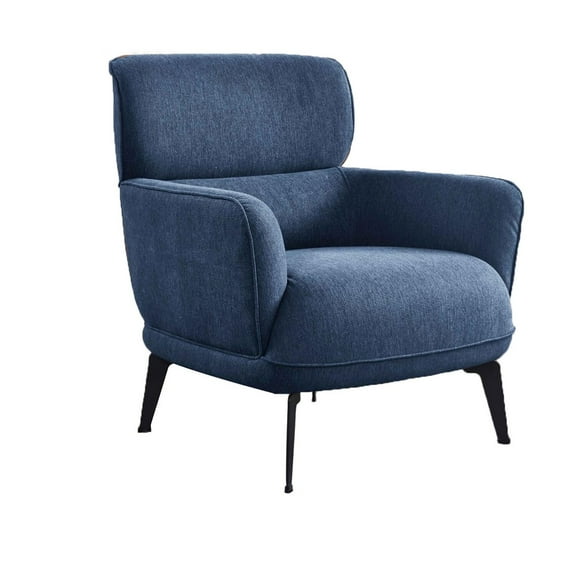 Dup 34 Inch Accent Chair- Cushioned Seat- Rounded Track Arms- Muted Blue