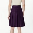 thumbnail image 3 of Women's Pleated Skirts Vintage Solid Color Knee-Length Long Skirts High Waist Casual Mid Length A-Line Skirts, 3 of 9