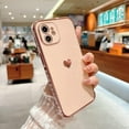 thumbnail image 2 of Phone Cases for iPhone 11 6.1" Cute Cases Plating Love Heart Side Print Design Luxury Screen Camera Protection Anti-Fall Shockproof Soft TPU Bumper Electroplated Silicone Cover, 2 of 12