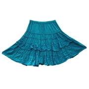 Mogul Womens Fashion A-Line Skirt Blue Vintage Look Rayon Medieval Skirt