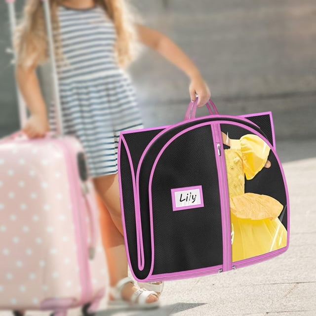 Bolsa para ropa de baile, funda antipolvo para vestidos de tela no tejida, protector de ropa para niños. Rosa Negro