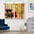 thumbnail image 2 of Red Wine Rose Floral Kitchen Curtains - Flowers Candle Romance Mother''s Day Decor Short Curtains for Home Dining Room Rod Pocket Window Drapes 2 Panels Set, 28"x36", 2 of 5