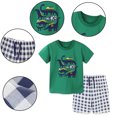 thumbnail image 3 of MXIEZI 2-8T Boys T-Shirt Clothes Summer 2PCS Outfits for Toddler Kids Dinosaur Embroidery Short Sleeve T-Shirt + Shorts Set, 3 of 9