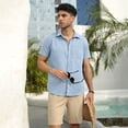 thumbnail image 5 of HAOMEILI Men's Button Down Shirts Short Sleeve Casual Shirts Summer Beach Shirts Vacation Wedding Shirts with Pocket, 5 of 7