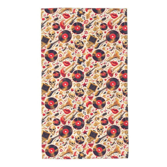 Fotbe gold Skull Guitar record Toalla Premium con Patrón, Toalla de Microfibra de Secado Rápido, Ligera y Altamente Absorbente (27.5x16in), Ideal para Uso Diario