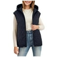 thumbnail image 5 of larppty Puffer Vest Women Sleeveless Zip Up Quilted Jackets with Pockets Fall Comfy Coats Winter Warm Lightweight Outerwear (Navy, XL), 5 of 6