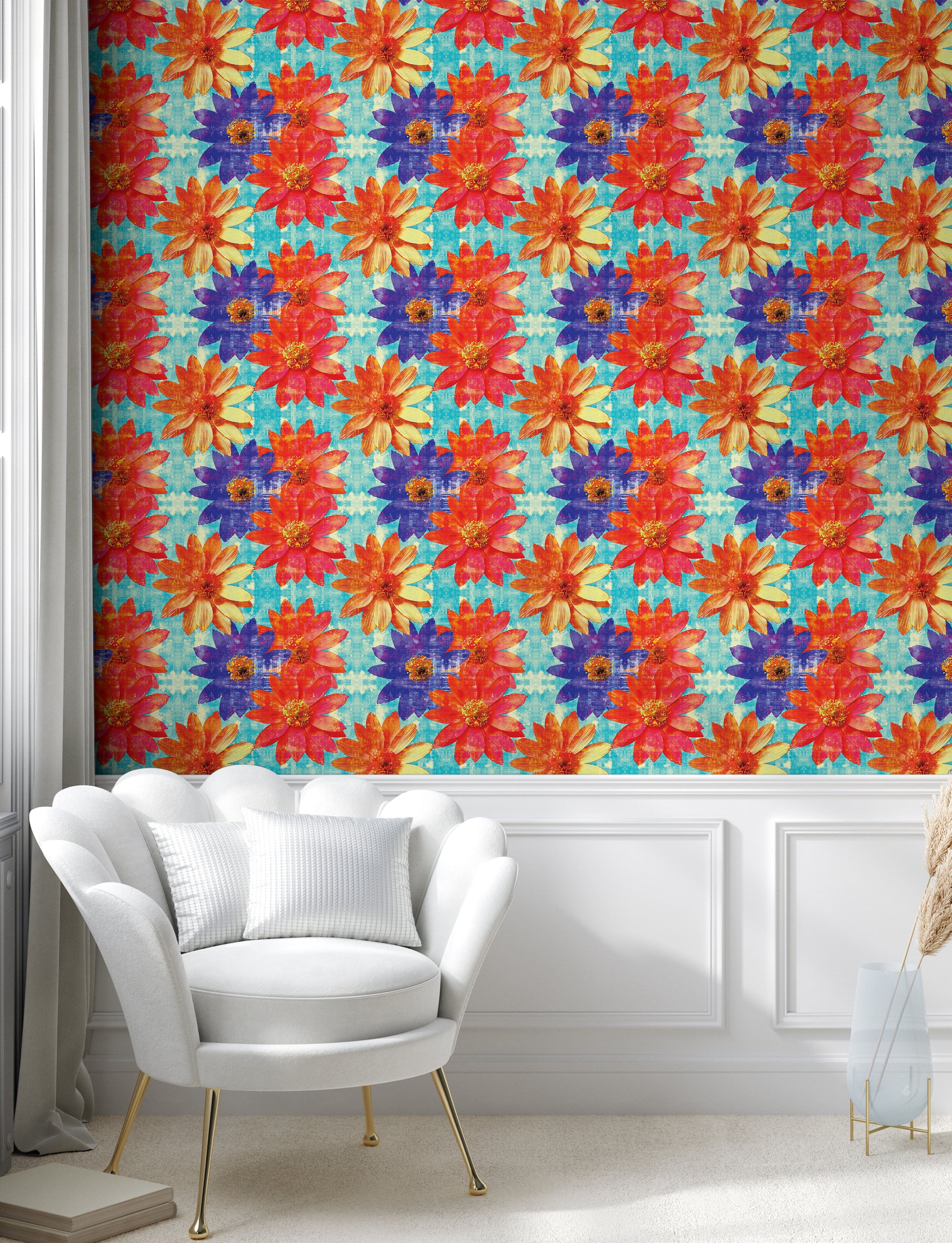 Flowers Peel & Stick Wallpaper, Grunge Rustic Effect Vintage Blossoming  Summer Adonis Petals Print, Self-Adhesive Living Room Kitchen Accent, 3  Sizes, Dark Coral Violet and Blue, by Ambesonne - Walmart.com