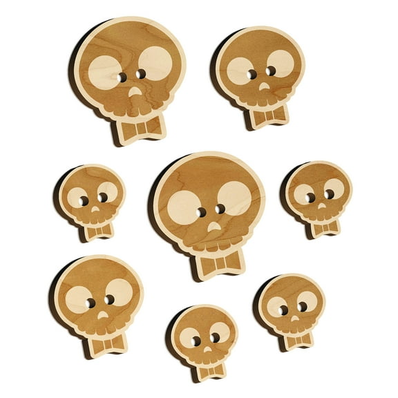 Dapper Skull with Bowtie Wood Buttons for Crochet Knitting Sewing DIY Craft - 1.00 Inch Medium (7pcs)